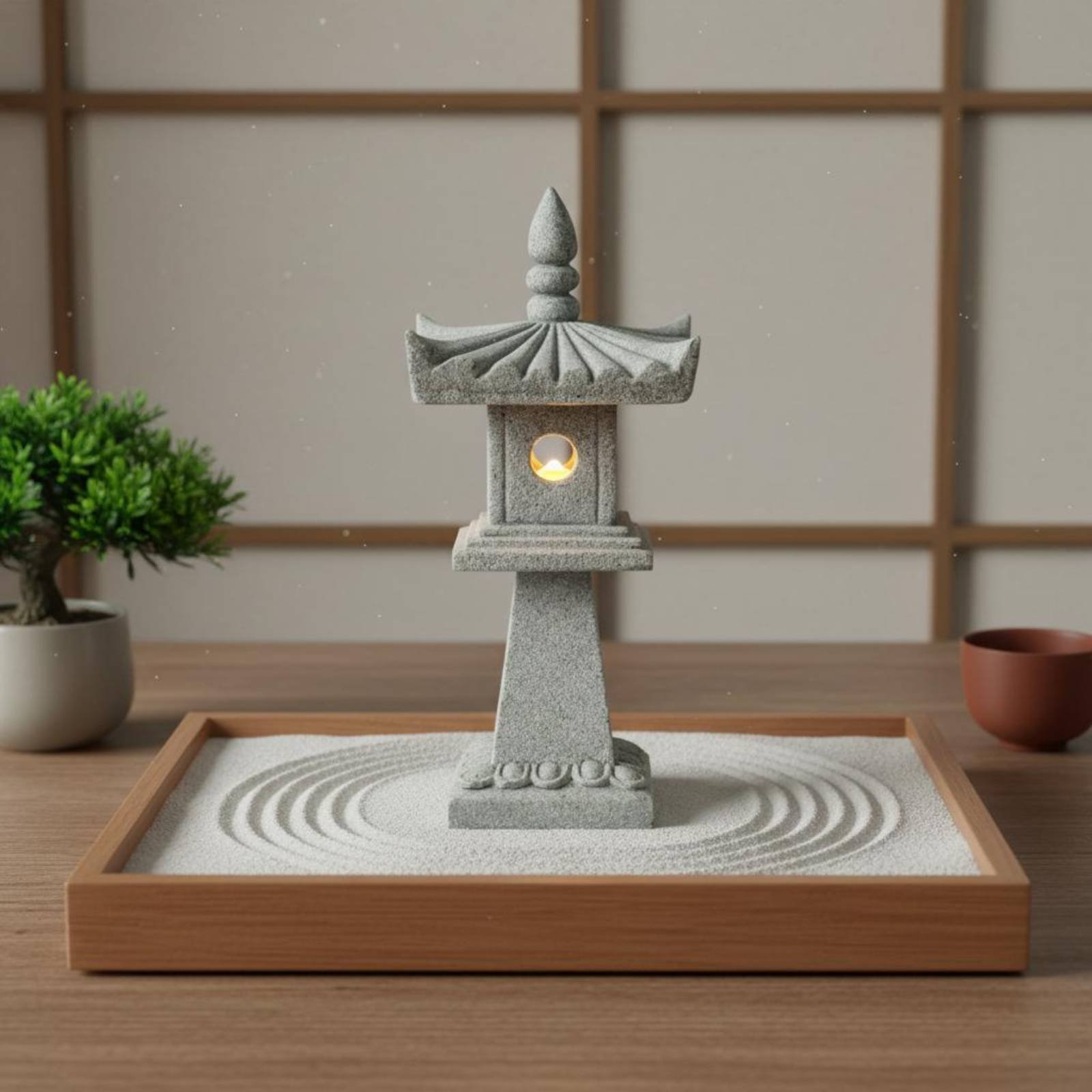 Bonsai Garden Miniature - ミニチュア石灯籠アンティーク仕上げ盆栽飾り静寂の庭塔完璧な贈り物日本の塔像工芸品