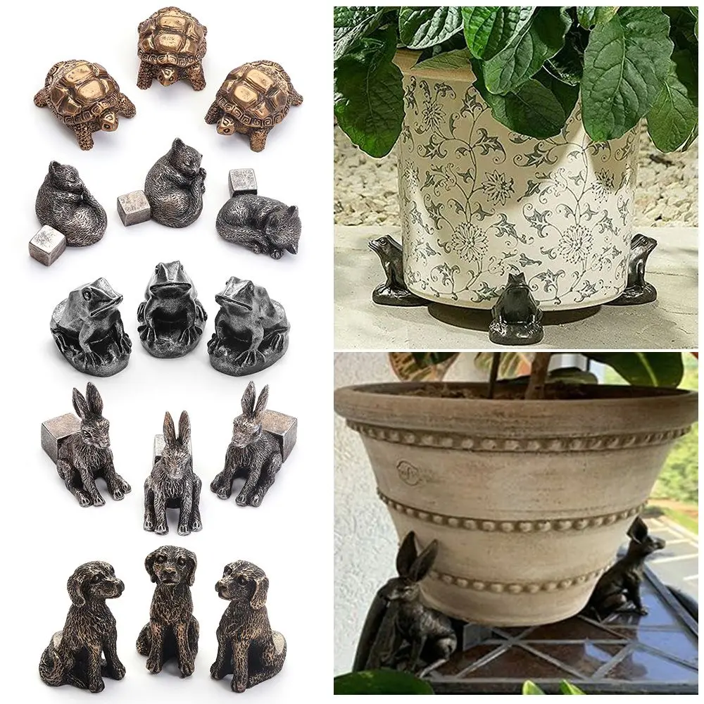 Bonsai Garden Stand - 3個セット ガーデンデコレーション 動物型 樹脂製 植木鉢スタンド プラントポットフット