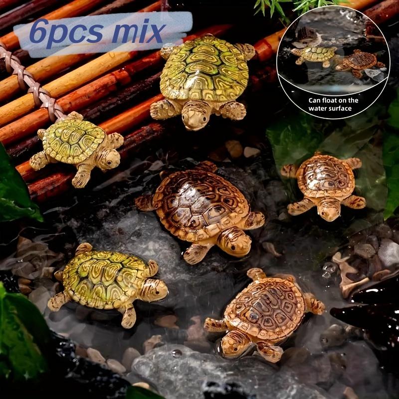 Bonsai Garden Miniature - 水槽の装飾、ミニチュア風景、盆栽、屋外庭園、池の装飾用のミニチュアカメ像6個。