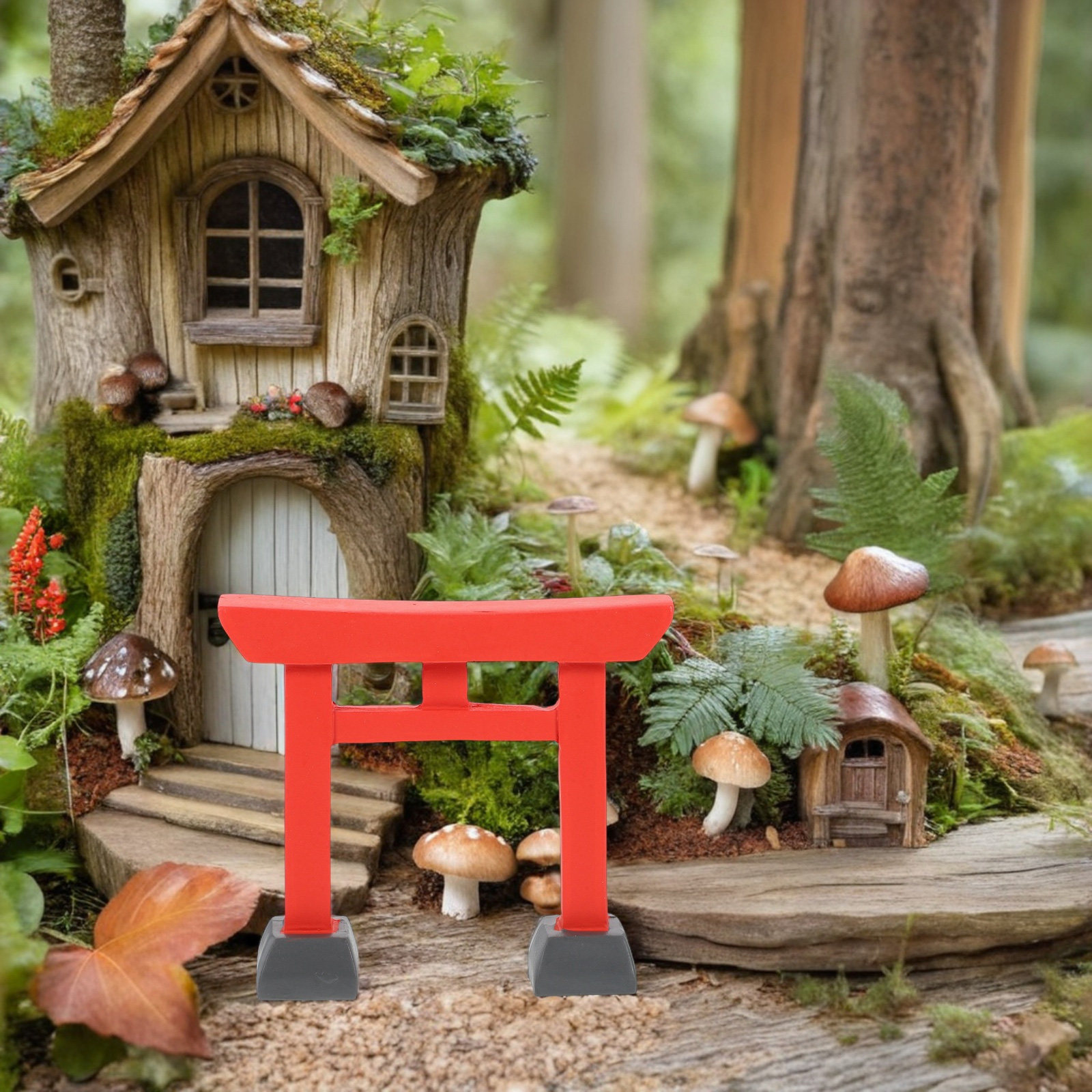Bonsai Garden Desk - 精巧に作られたミニ二重鳥居樹脂製オーナメント2個セット、日本の禅ガーデンデスク装飾、アジアのミニチュア風景盆栽アクセサリー
