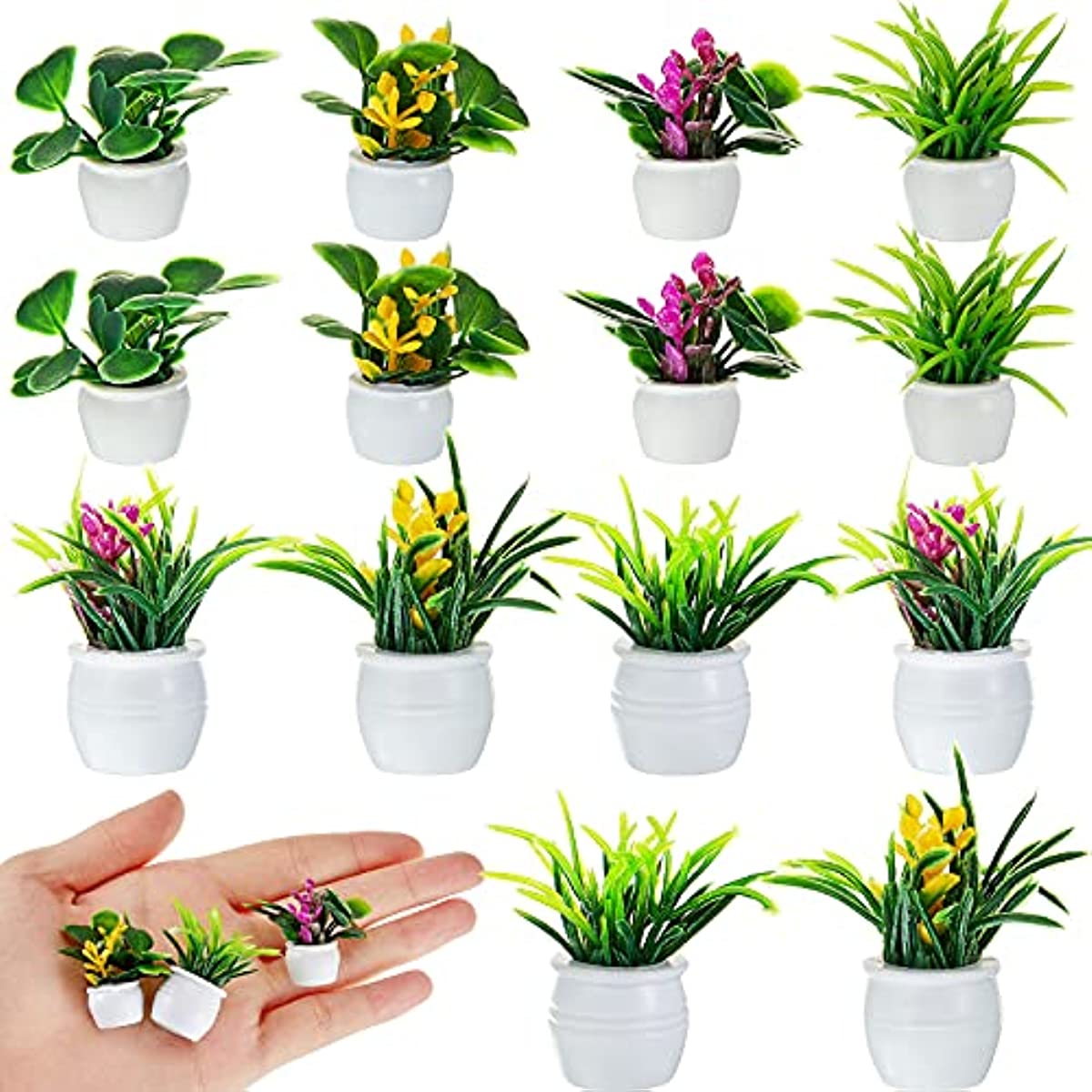 Bonsai Garden Zen - ドールハウス植物、ミニチュア盆栽、ミニ鉢植え、フラワーモデル、小さなフェイクグリーン装飾おもちゃハウス