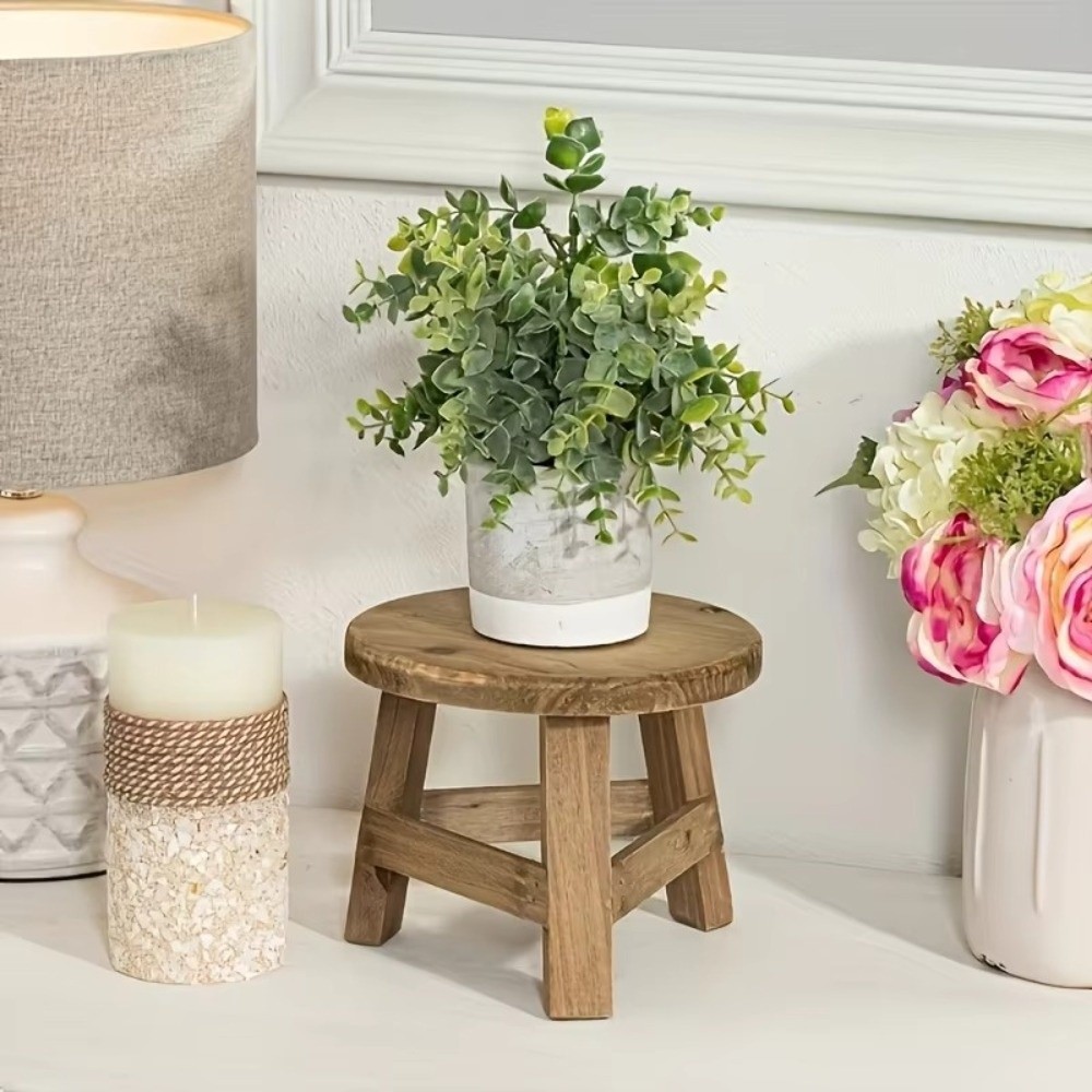 Bonsai Garden Stand - モダンな盆栽棚 木製ミニスツール 丸型ミニサイズ 多肉植物スタンド ディスプレイ ​