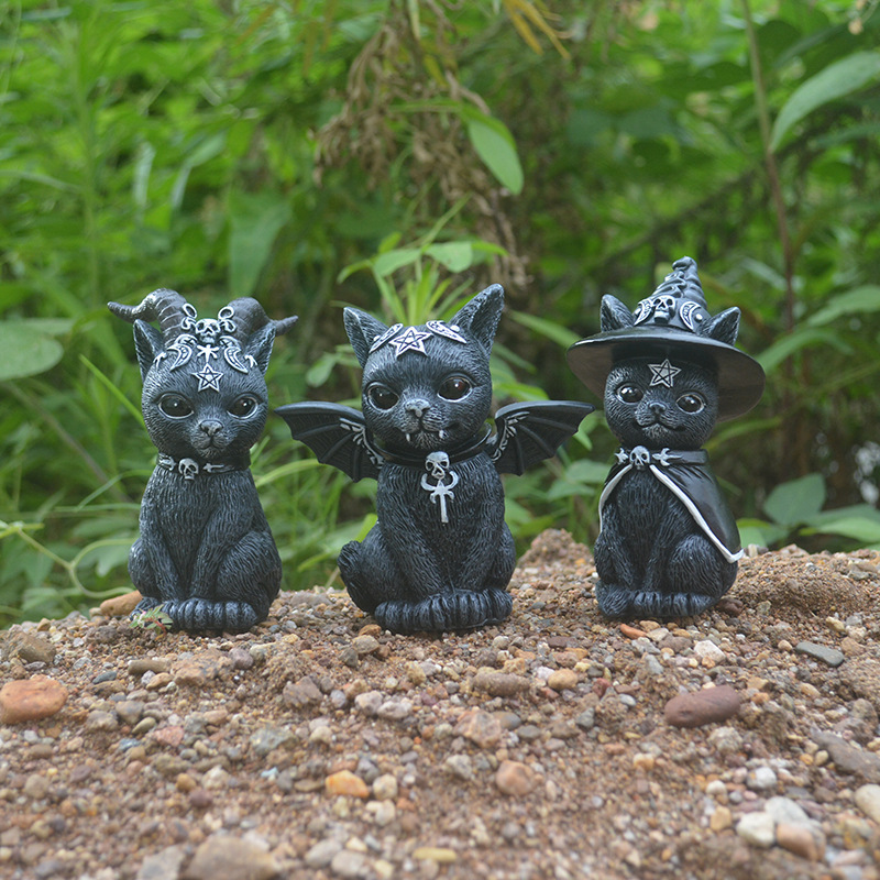 ハロウィン魔法猫樹脂工芸置物動物像ミニチュア家庭菜園盆栽装飾 - Bonsai Garden Desk のレビューと価格