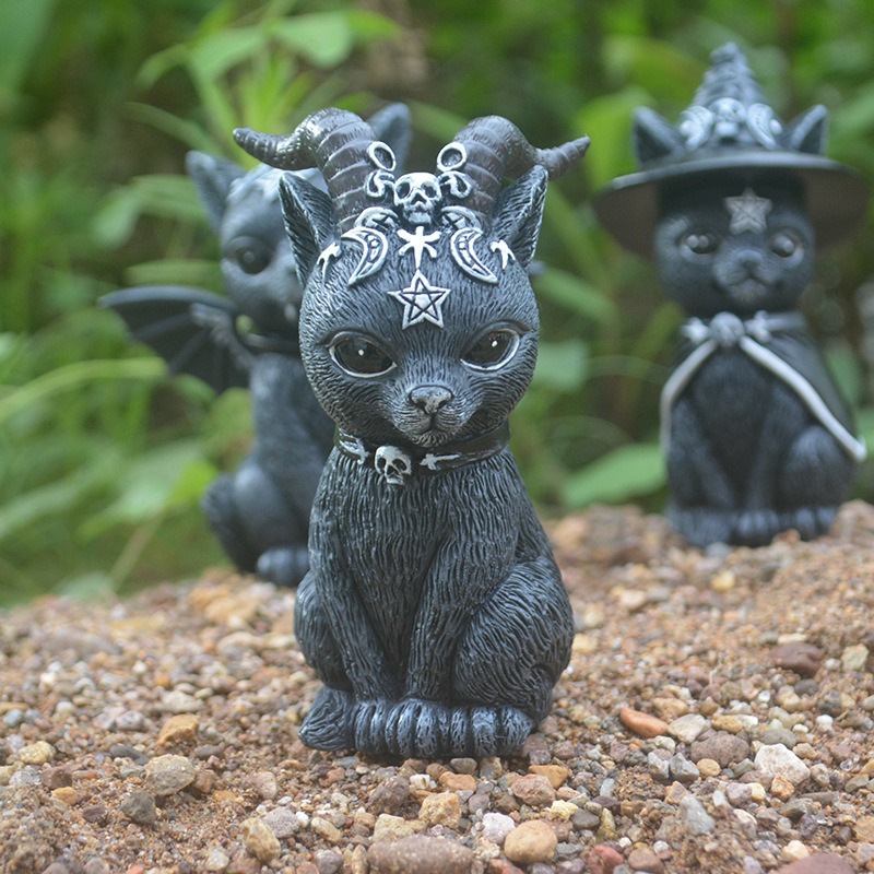 ハロウィン魔法猫樹脂工芸置物動物像ミニチュア家庭菜園盆栽装飾 - Bonsai Garden Desk のレビューと価格