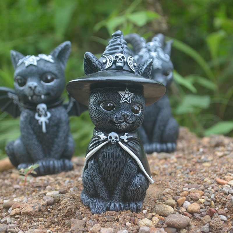ハロウィン魔法猫樹脂工芸置物動物像ミニチュア家庭菜園盆栽装飾 - Bonsai Garden Desk のレビューと価格