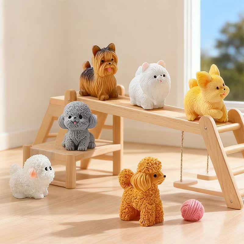 かわいいテディプードルの子犬、小型犬の装飾品、樹脂製のミニチ - Bonsai Garden Miniature のレビューと価格