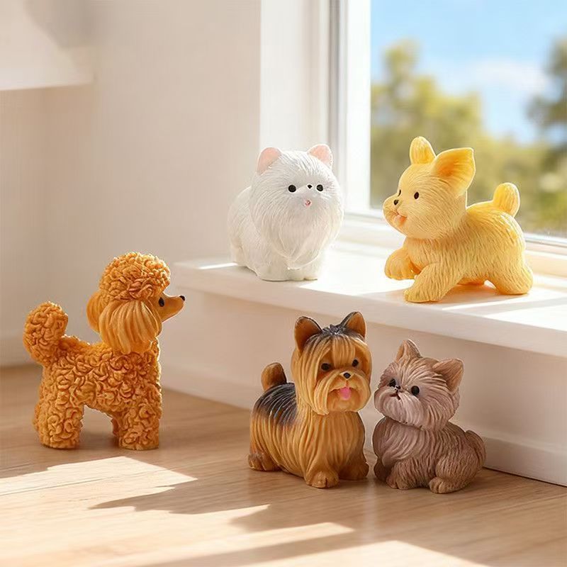 かわいいテディプードルの子犬、小型犬の装飾品、樹脂製のミニチ - Bonsai Garden Miniature のレビューと価格