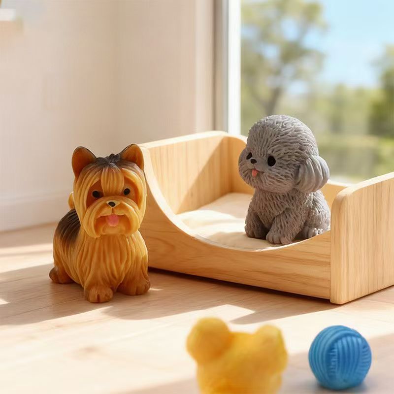 かわいいテディプードルの子犬、小型犬の装飾品、樹脂製のミニチ - Bonsai Garden Miniature のレビューと価格
