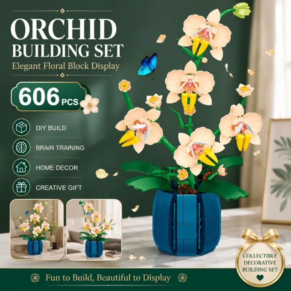 蘭のブロック花束盆栽植物モデルオーナメント絶妙なDIYホーム - Bonsai Garden Lego のレビューと価格