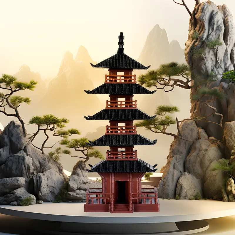 庭の水族館盆栽装飾ミニ塔像中国古代建物モデルパビリオン装飾シ - Bonsai Garden Zen のレビューと価格