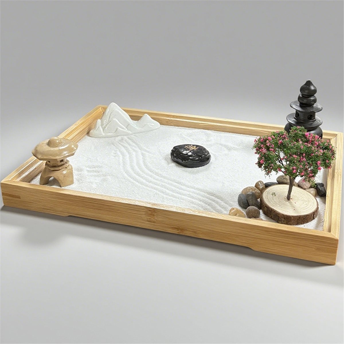 618メガセール 日本庭園風デスク用白砂、人工盆栽、石、熊手 - Bonsai Garden Desk のレビューと価格