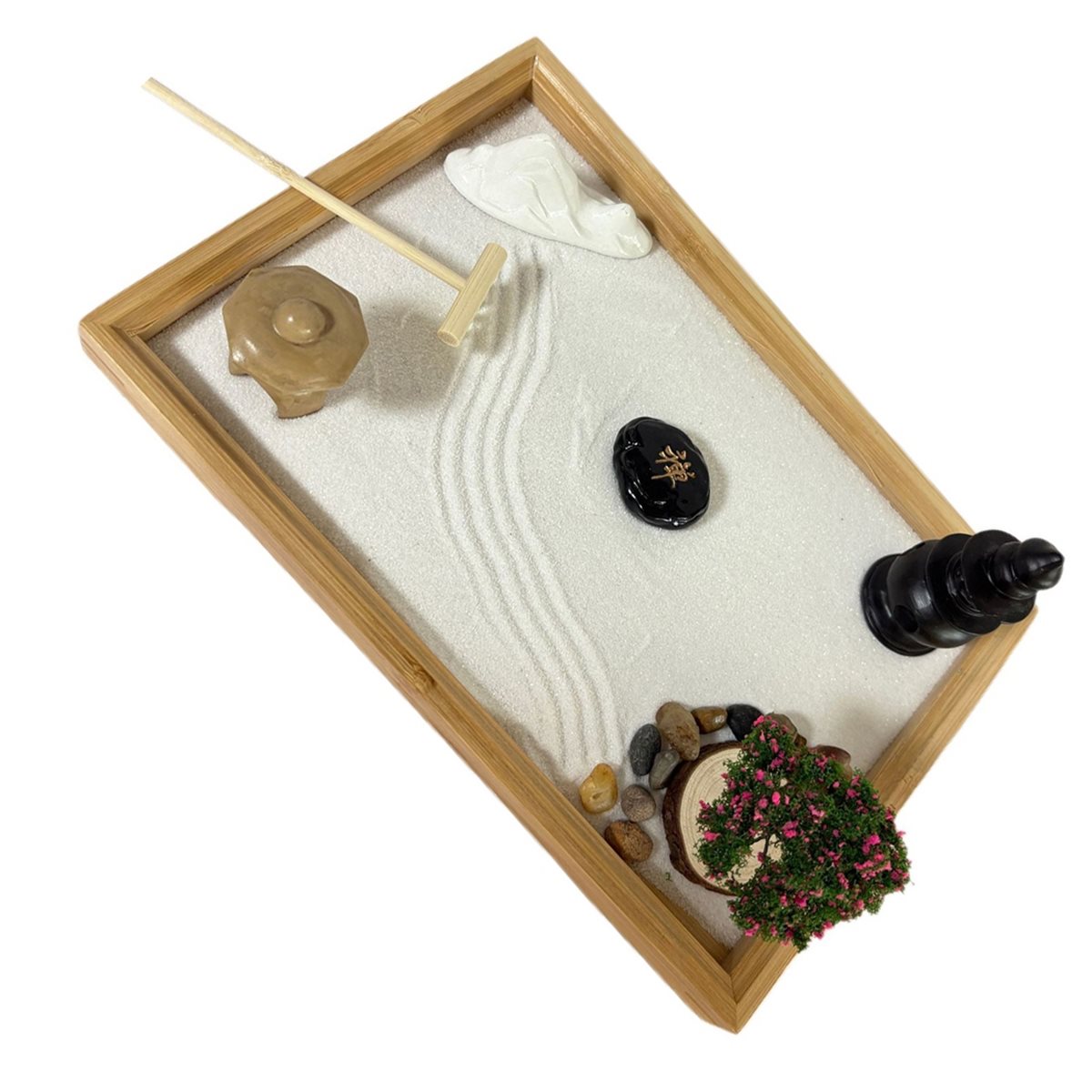 618メガセール 日本庭園風デスク用白砂、人工盆栽、石、熊手 - Bonsai Garden Desk のレビューと価格