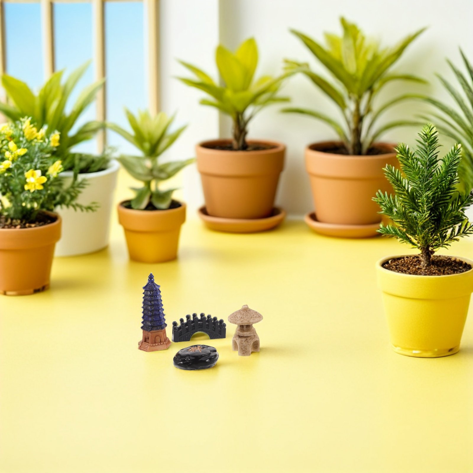 4個セット ミニ日本塔像セット 樹脂製禅庭飾り テーブルトッ - Bonsai Garden Desk のレビューと価格