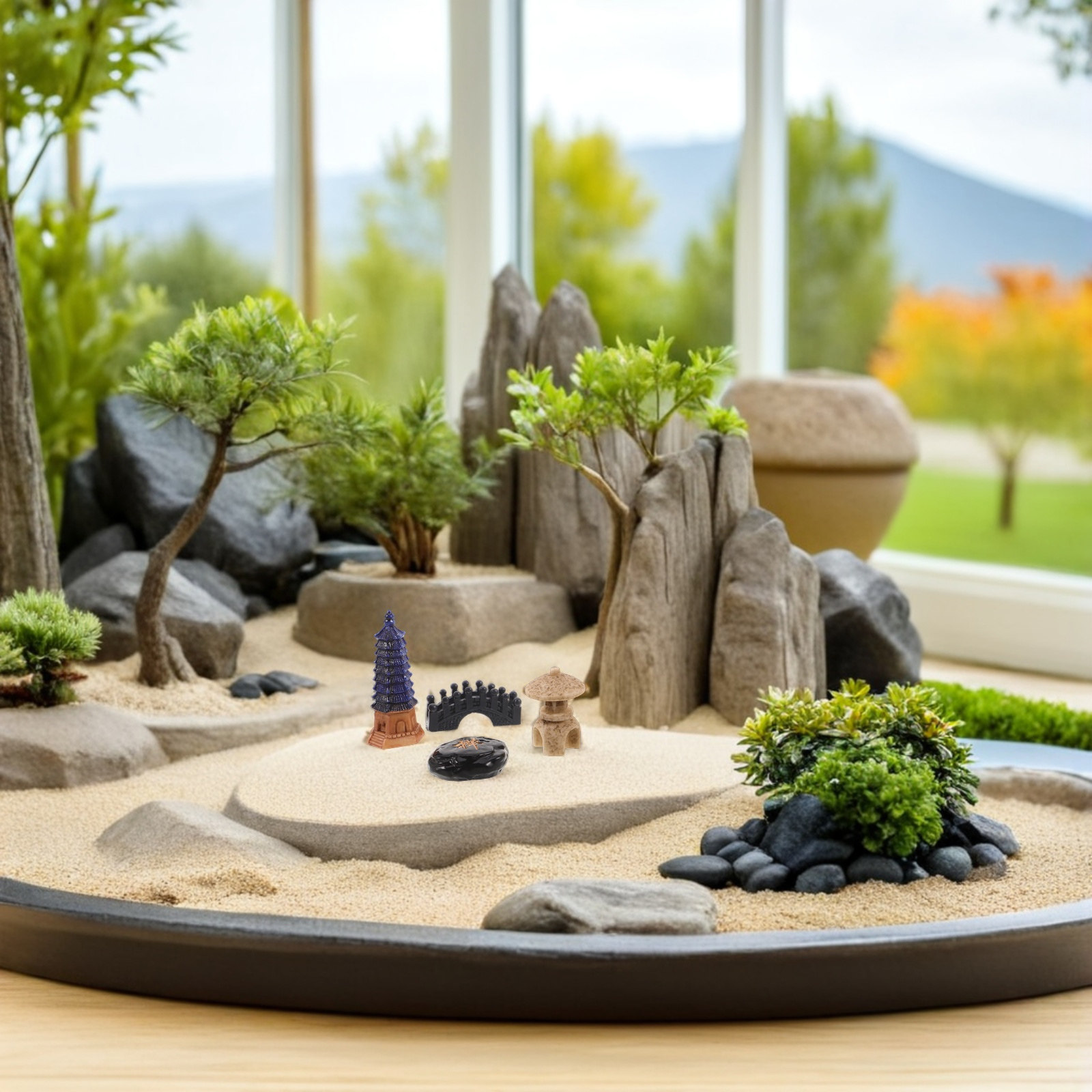 4個セット ミニ日本塔像セット 樹脂製禅庭飾り テーブルトッ - Bonsai Garden Desk のレビューと価格