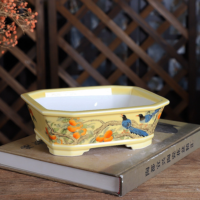 磁器長方形盆栽ポット、伝統的な中国のパターン、部屋、ホームテ - Bonsai Garden Desk のレビューと価格