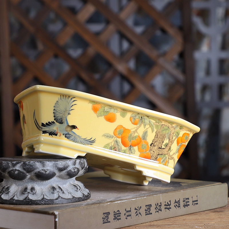 磁器長方形盆栽ポット、伝統的な中国のパターン、部屋、ホームテ - Bonsai Garden Desk のレビューと価格