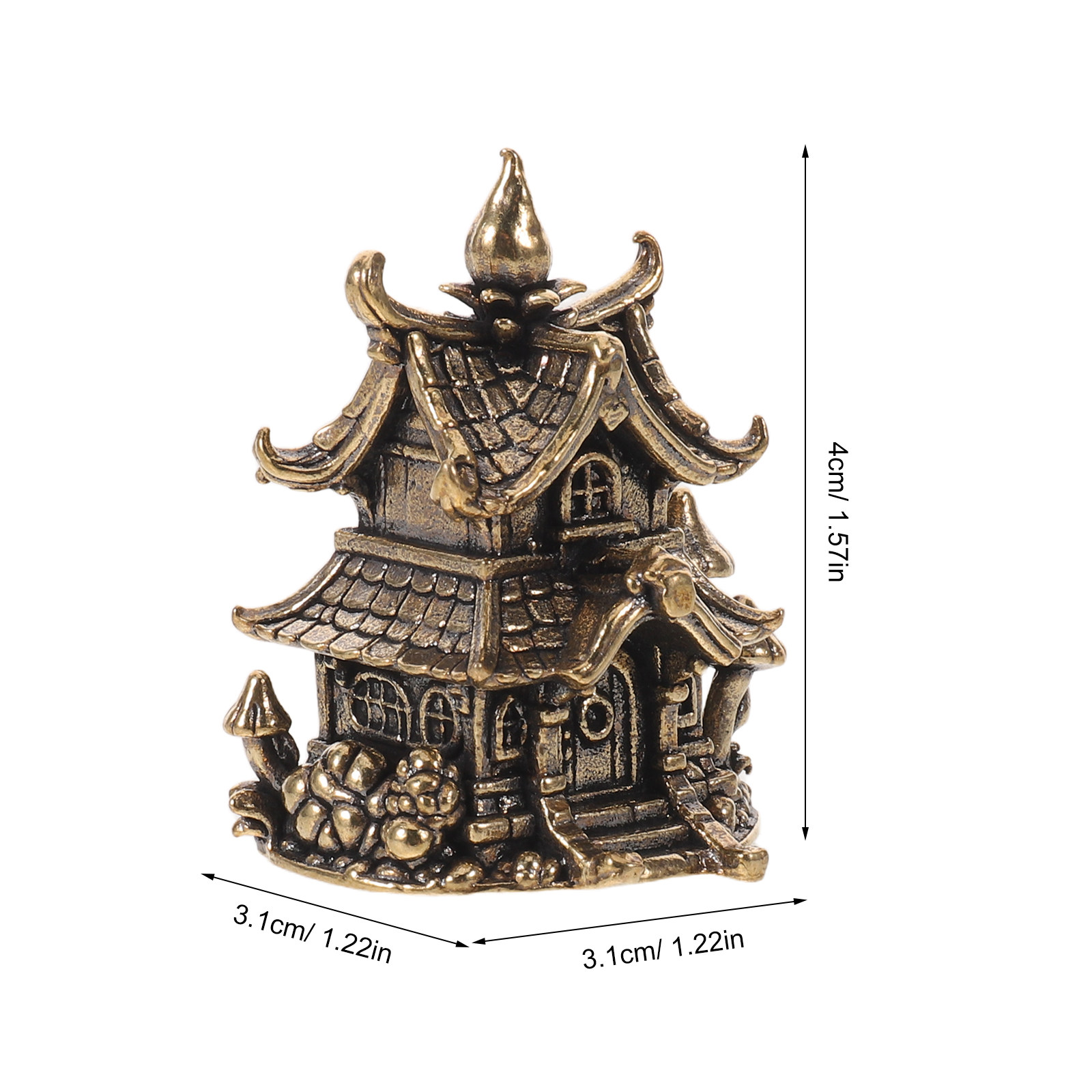 小さな真鍮製の塔の像 ヴィンテージ風 日本庭園装飾 水族館  - Bonsai Garden Zen のレビューと価格
