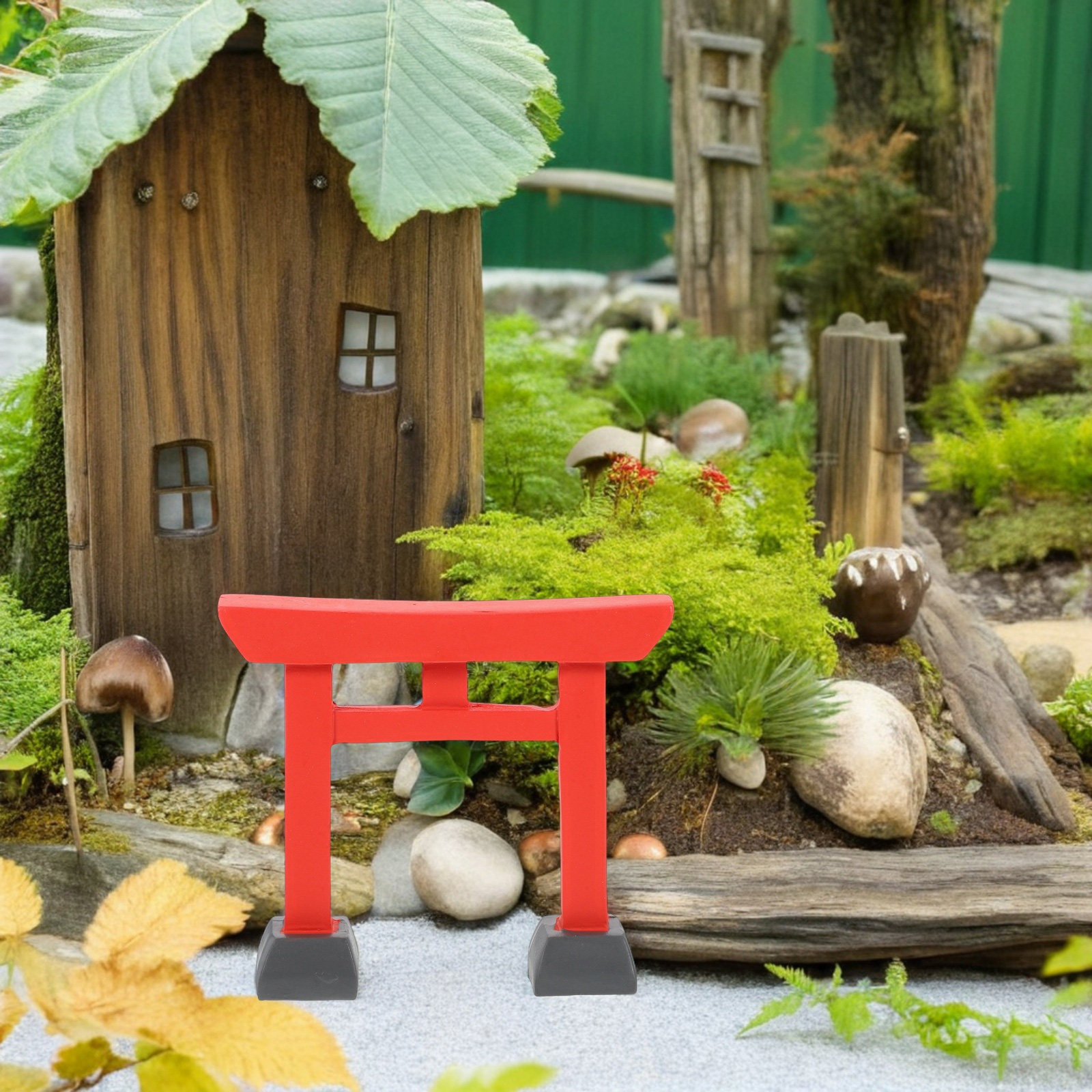 精巧に作られたミニ二重鳥居樹脂製オーナメント2個セット、日本 - Bonsai Garden Desk のレビューと価格