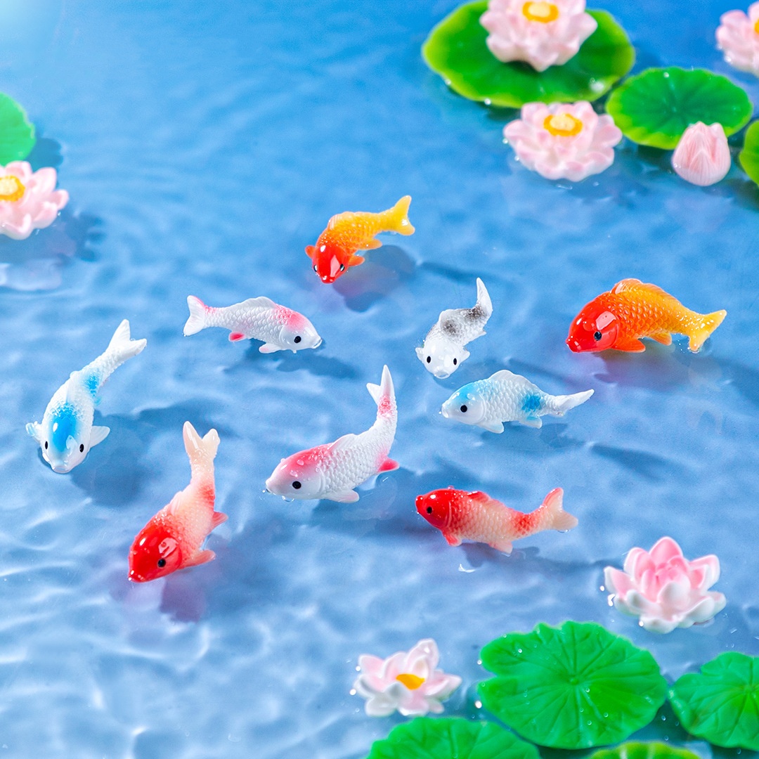 10個入り ミニ鯉魚 レジン金魚 フィギュア 盆栽像 部屋D - Bonsai Garden Miniature のレビューと価格