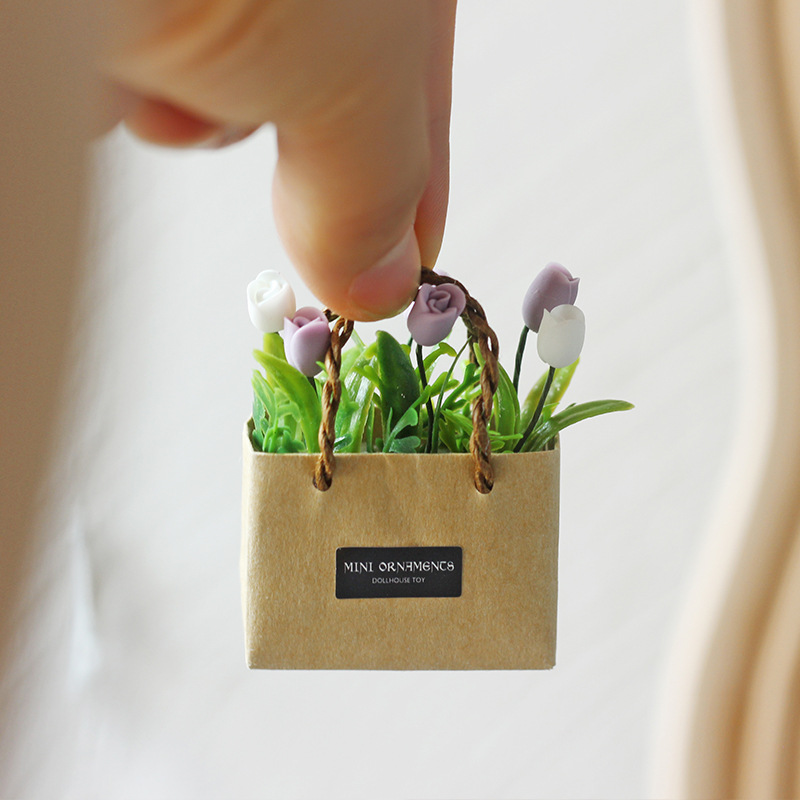 ドールハウスミニチュアシミュレーションチューリップの花紙袋鉢 - Bonsai Garden Miniature のレビューと価格