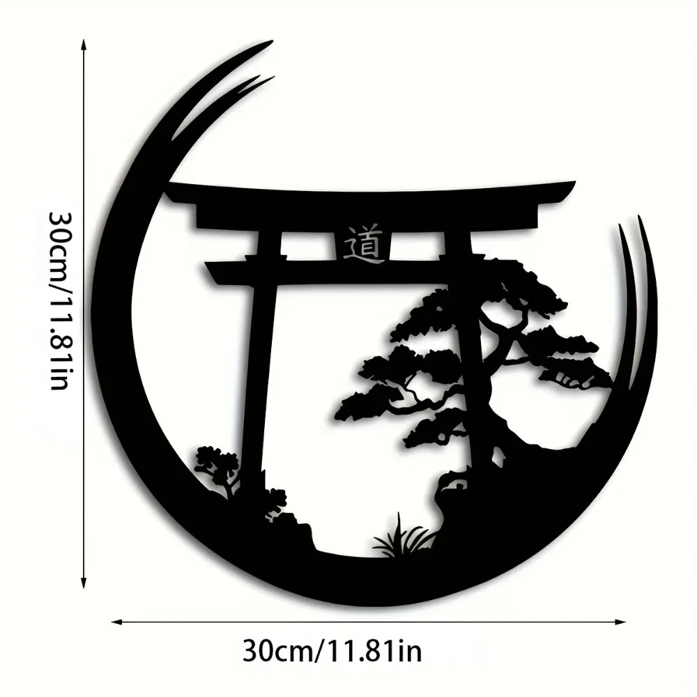 日本の盆栽と鳥居の金属製ウォールアート、アルミ製鉄製吊り下げ - Bonsai Garden For Home のレビューと価格