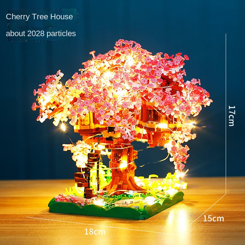 桜盆栽ビルディングブロックセット DIY 桜の花植物レンガ  - Bonsai Garden Lego のレビューと価格