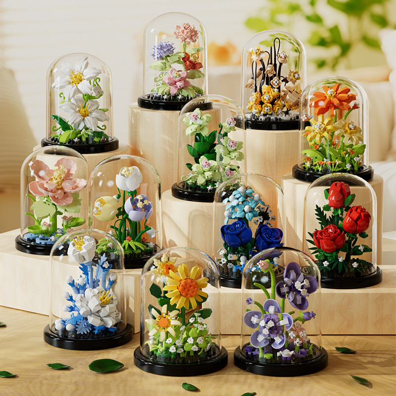 花束盆栽ビルディングブロック人工プラスチック植物ダストカバー - Bonsai Garden Lego のレビューと価格