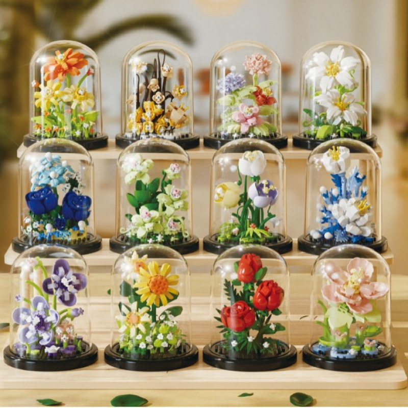 花束盆栽ビルディングブロック人工プラスチック植物ダストカバー - Bonsai Garden Lego のレビューと価格
