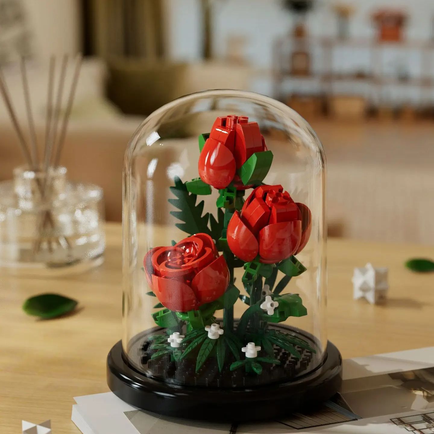 花束盆栽ビルディングブロック人工プラスチック植物ダストカバー - Bonsai Garden Lego のレビューと価格